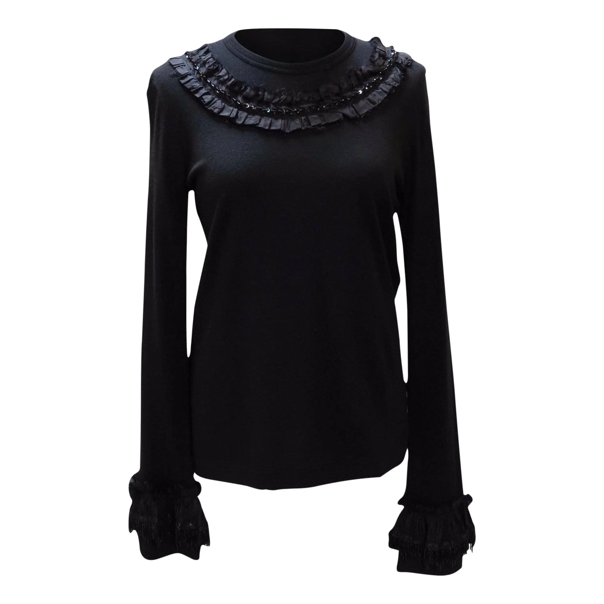 Comme des Garçons Sequin Top - Black Wool Ruffle sold by Anastasia product image thumbnail 3