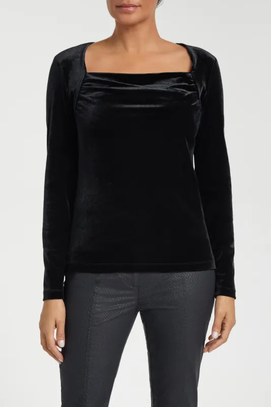 Calliope Stretch Velvet Top in Black sold by Anatomie