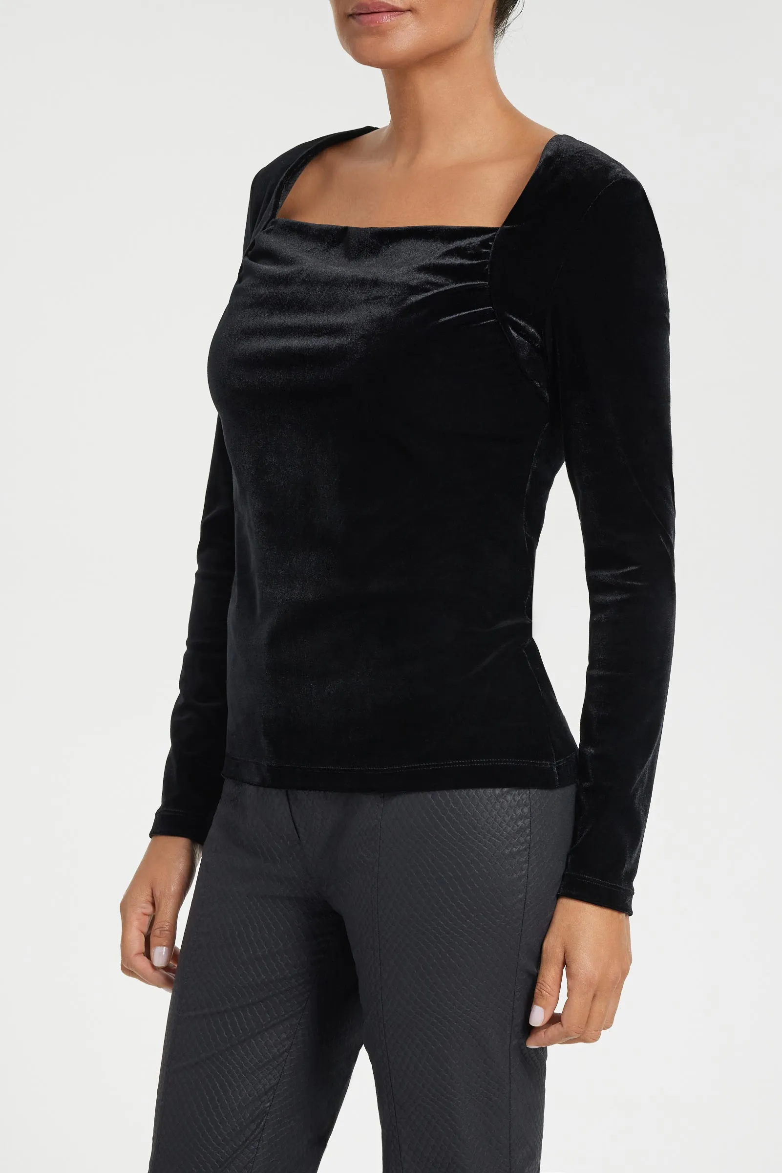Calliope Stretch Velvet Top in Black sold by Anatomie product image thumbnail 2