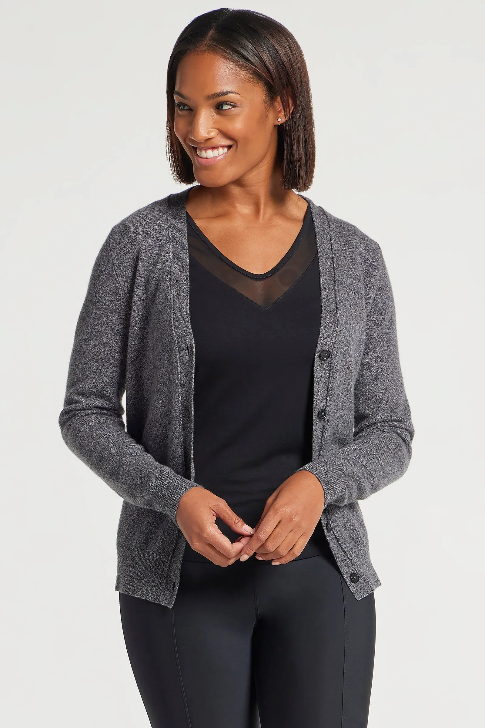 Missy Cashmere Cardigan in Charcoal sold by Anatomie