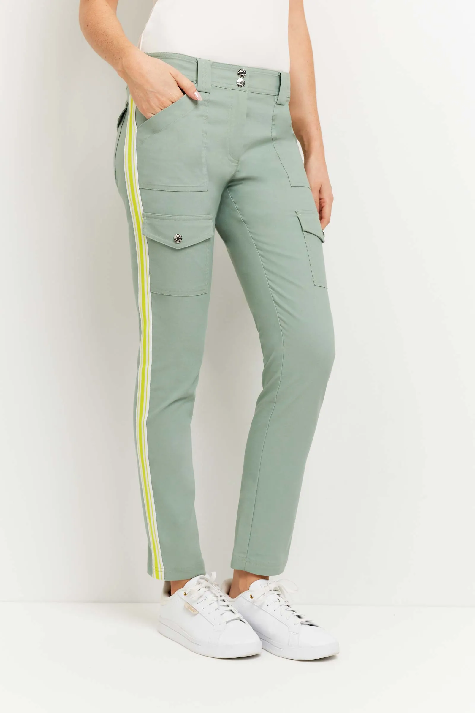 Kate Skinny Cargo Pant with Stripe sold by Anatomie