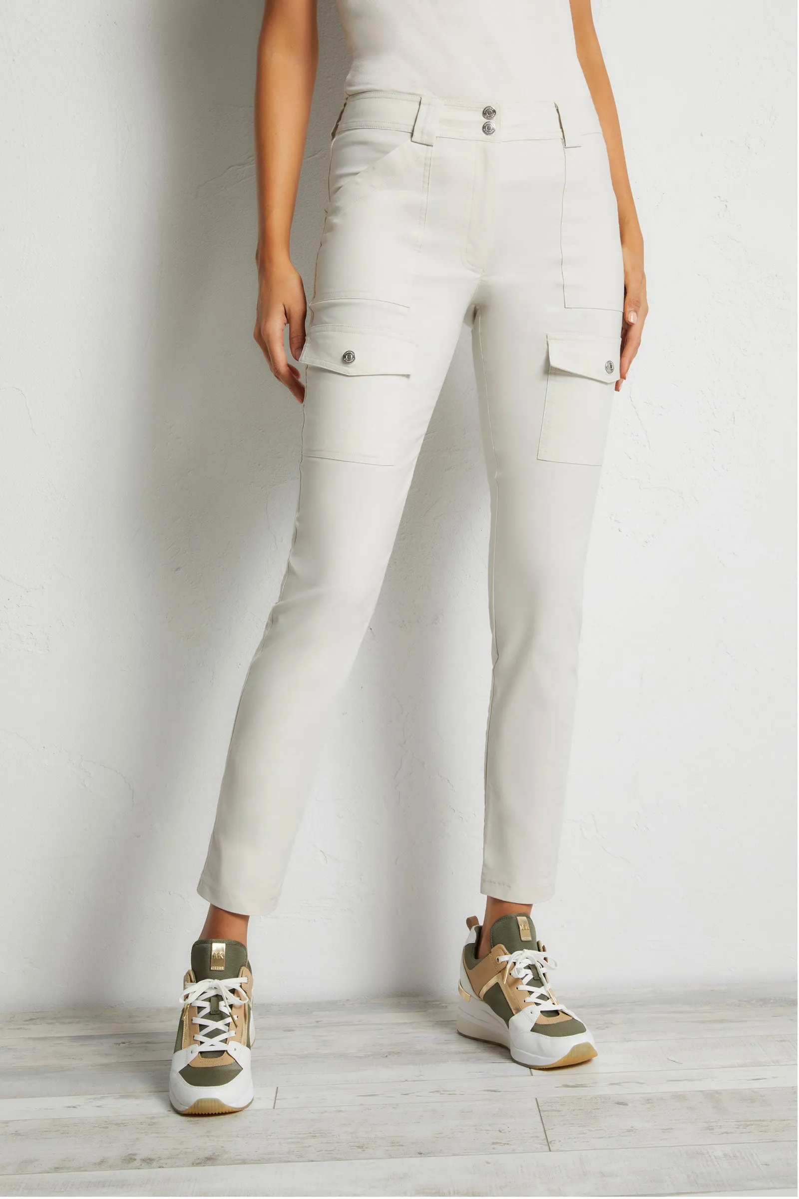 Kate Skinny Cargo Pant in Stone sold by Anatomie