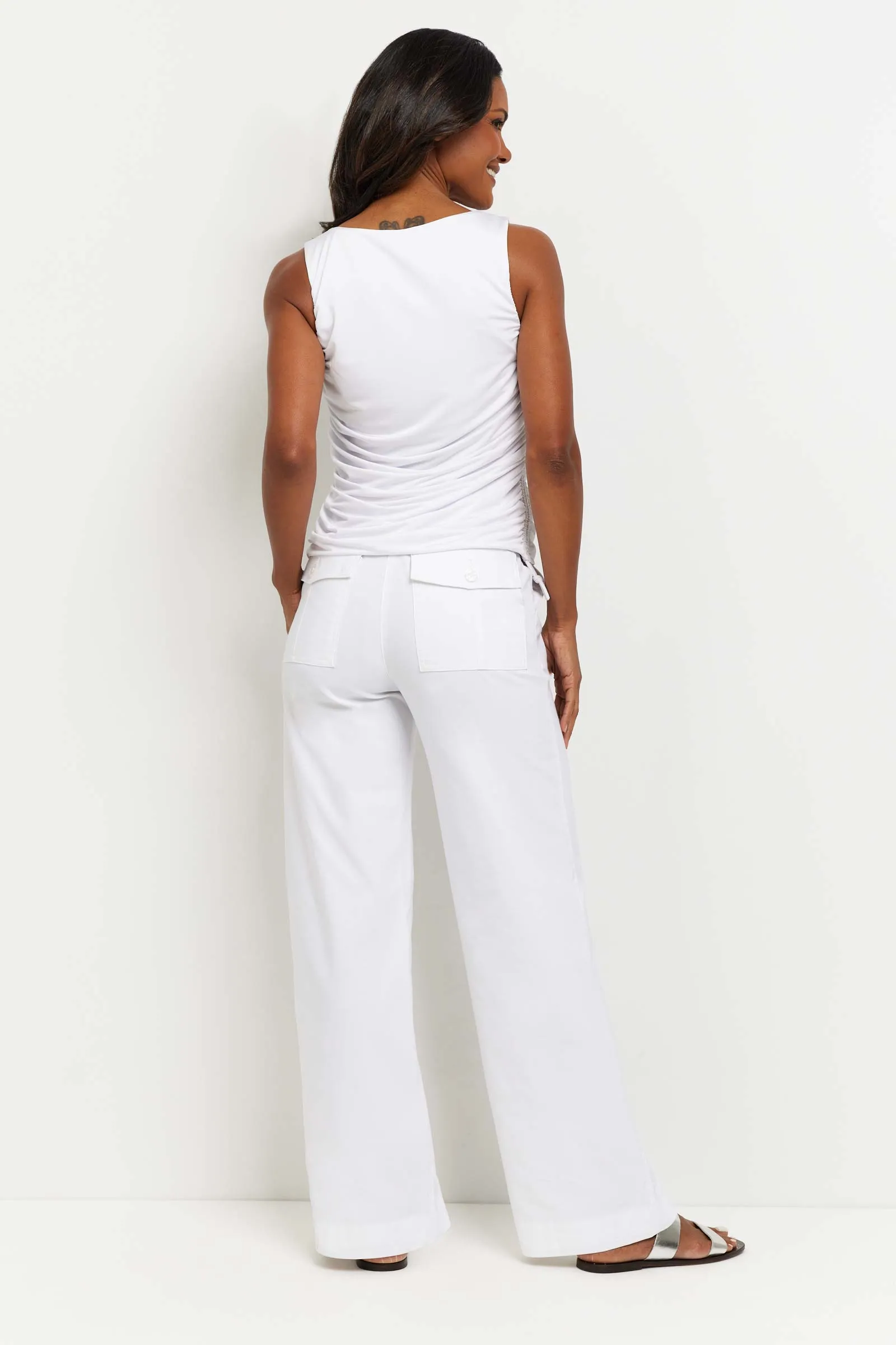 Alix Ruched Sleeveless Super Jersey Top (White) sold by Anatomie product image thumbnail 4