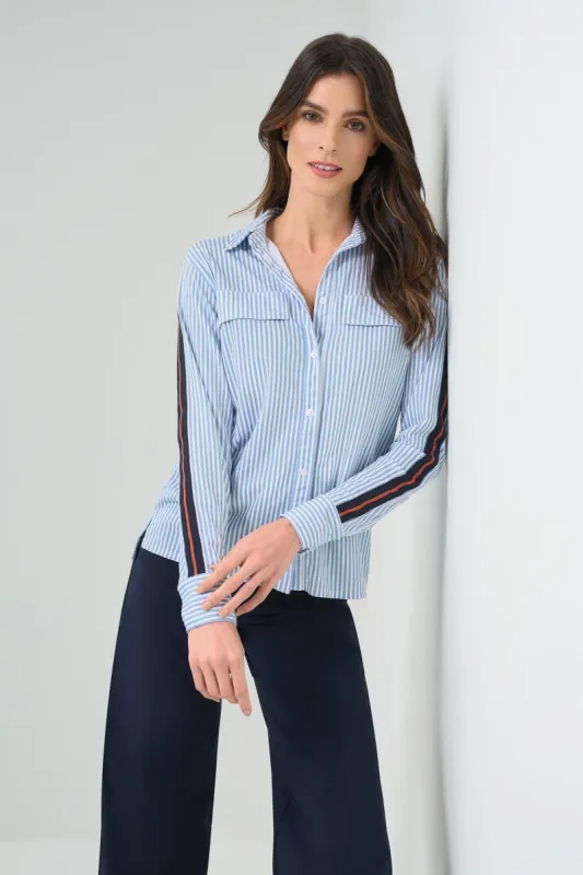 Dream Striped Button Down Top made by Anatomie
