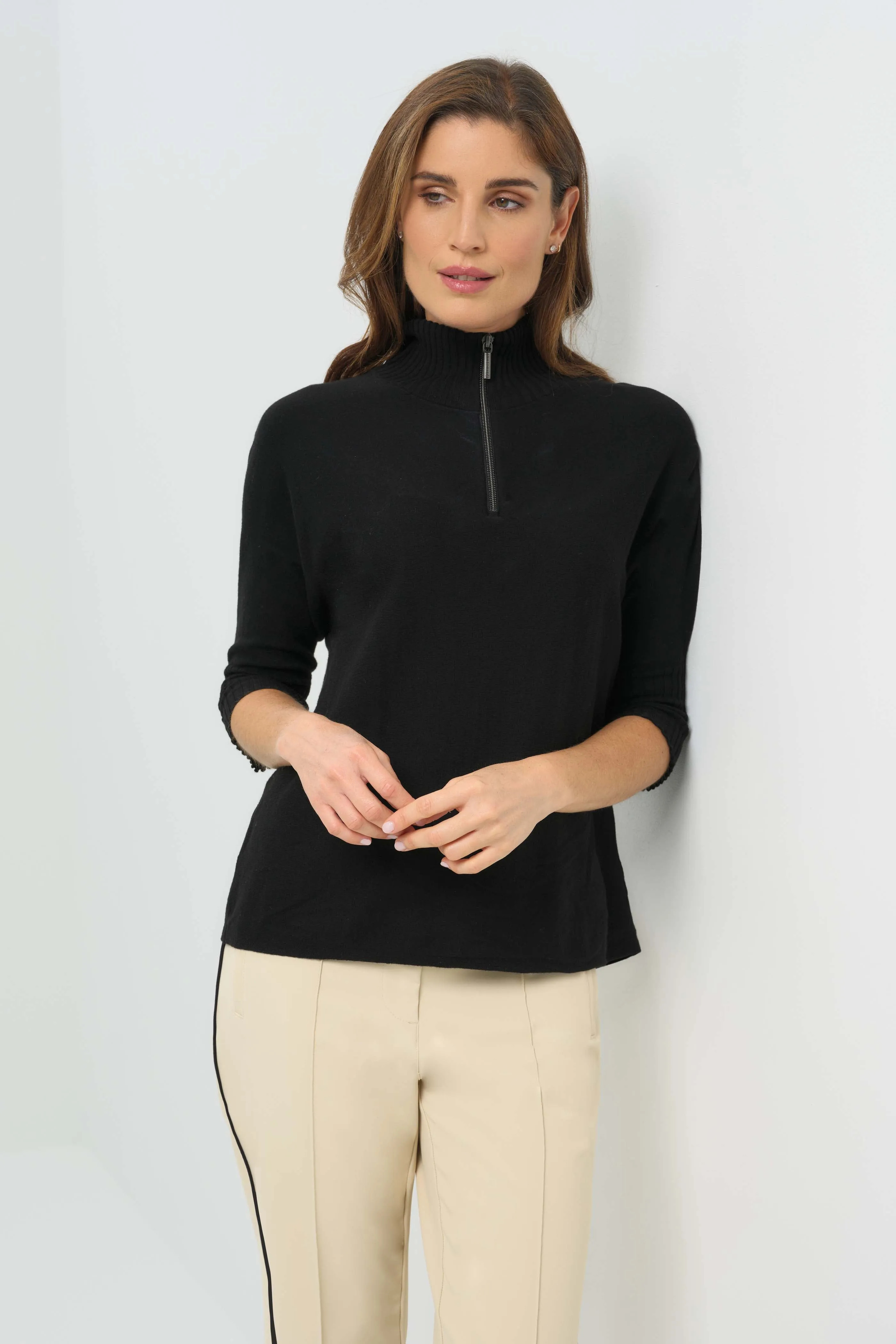 Lucely 1/4 Zip Elbowsleeve Mock Neck Sweater sold by Anatomie
