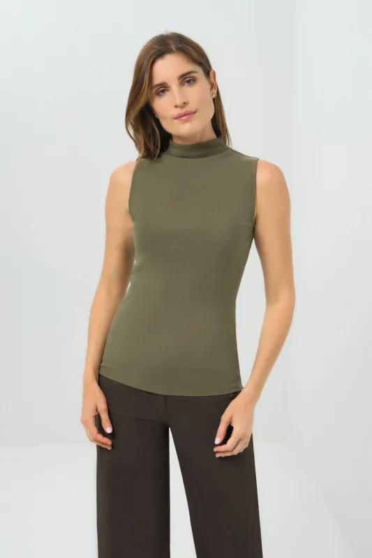 Siobhan Sleeveless High Neck Pima Rib Top sold by Anatomie