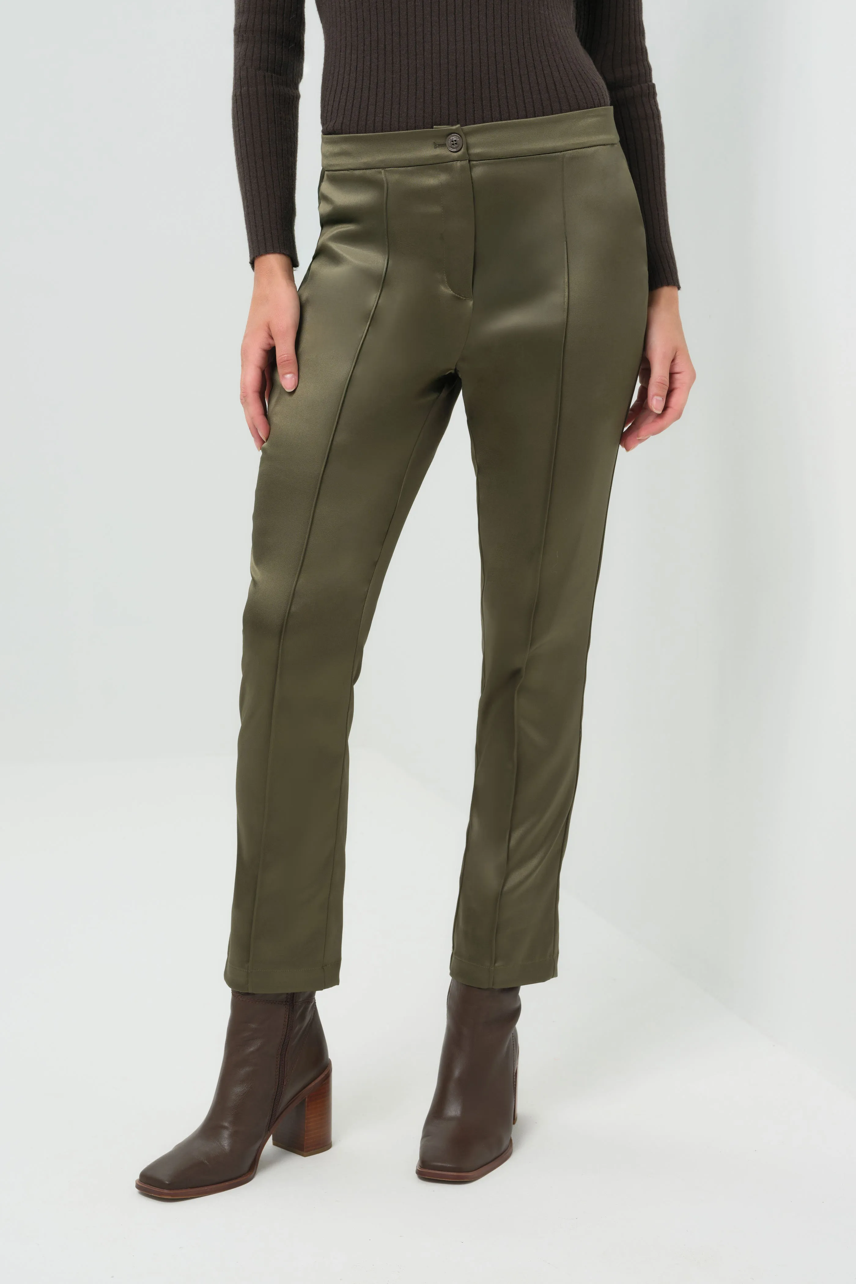 Arden Satin Straight Leg Pant sold by Anatomie