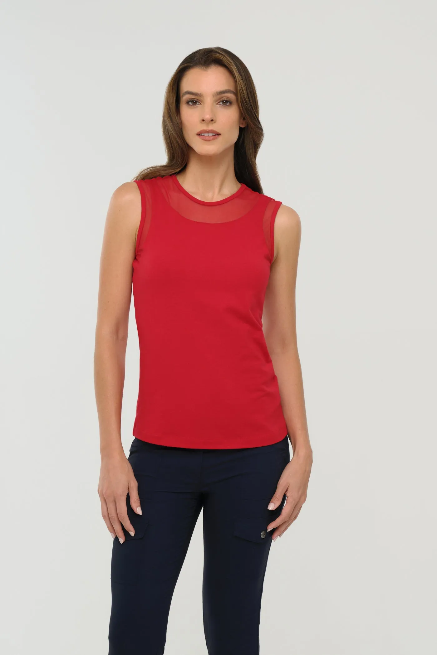 Flo Pima Cotton Tank in Atomic Red sold by Anatomie