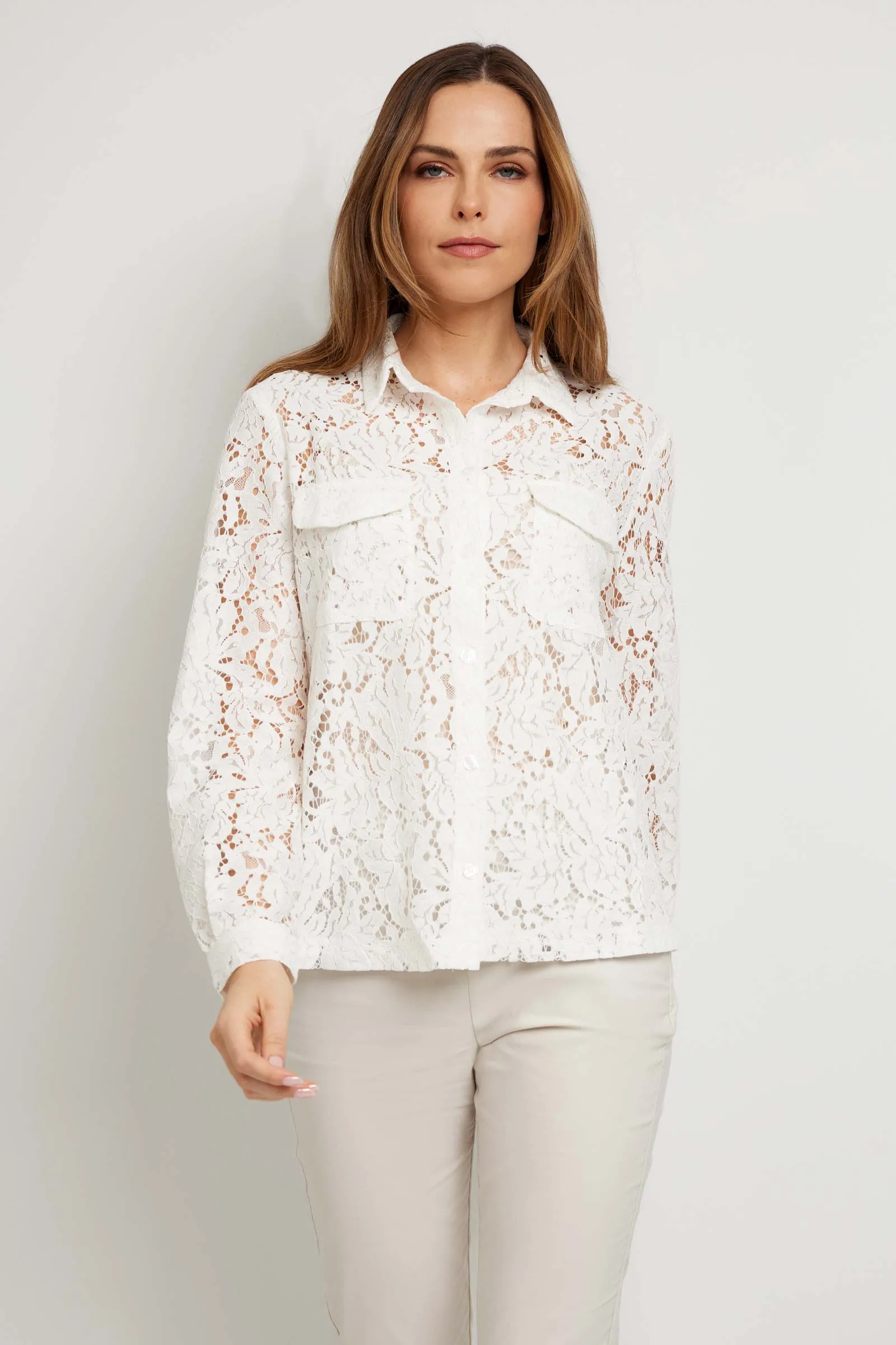 Estella Lace Button Up Top sold by Anatomie