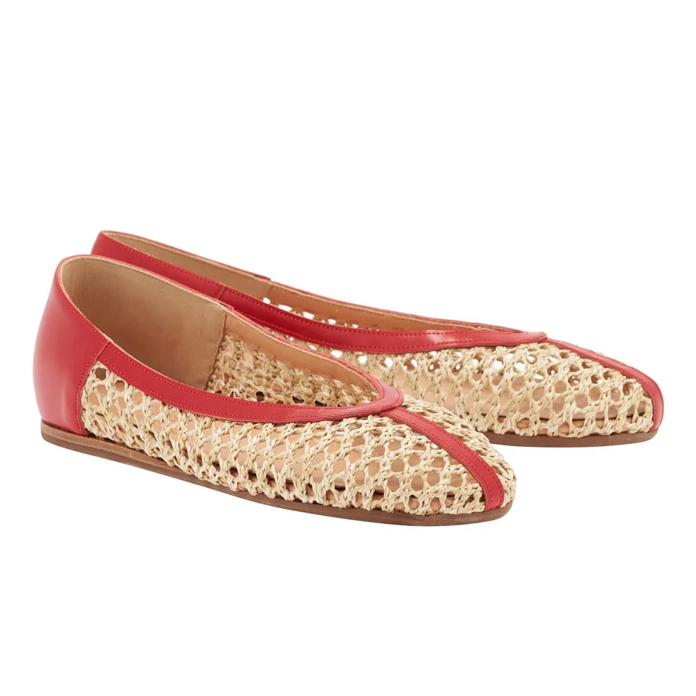 Aeropi Ballet Flat Red/Natural sold by Ancient Greek Sandals product image thumbnail 3