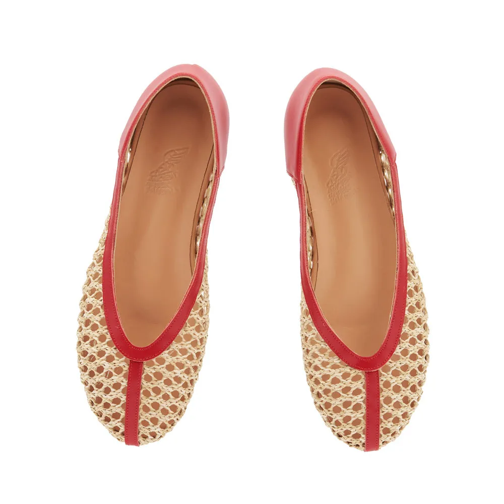 Aeropi Ballet Flat Red/Natural sold by Ancient Greek Sandals product image thumbnail 2