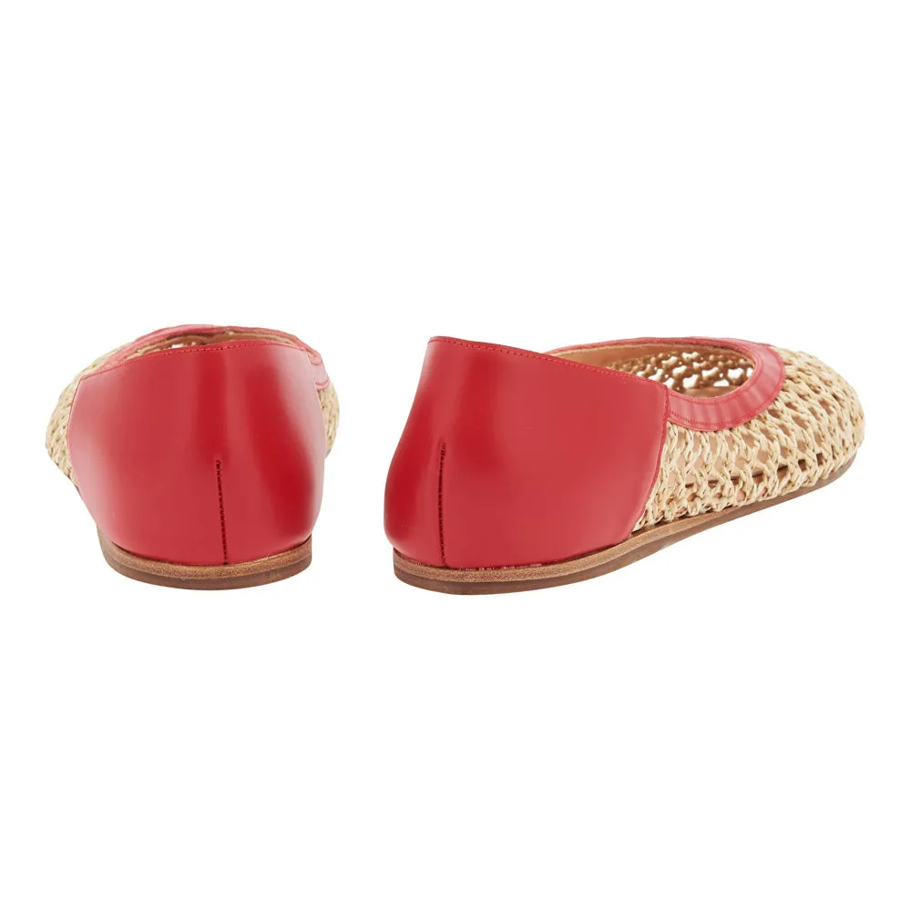 Aeropi Ballet Flat Red/Natural sold by Ancient Greek Sandals product image thumbnail 4