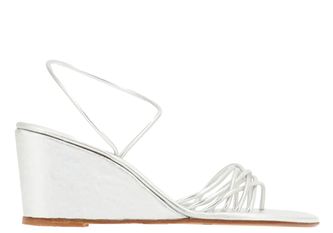 Vasilisa Mid Wedge Silver sold by Ancient Greek Sandals