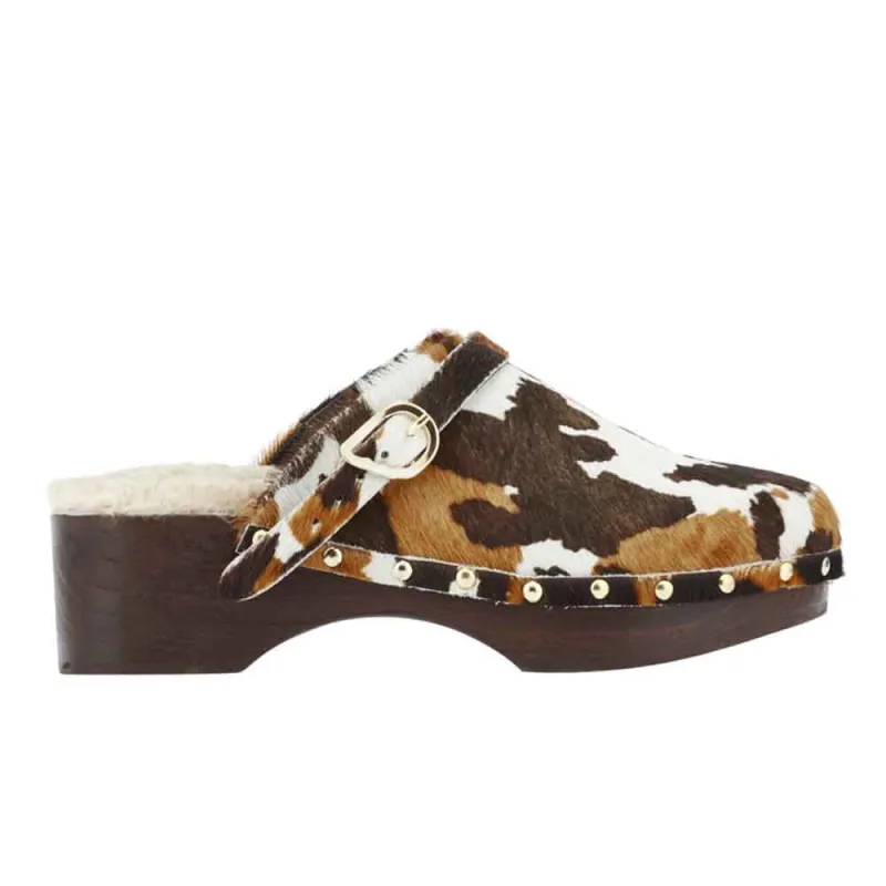 Classic Closed Clog Cow sold by Ancient Greek Sandals