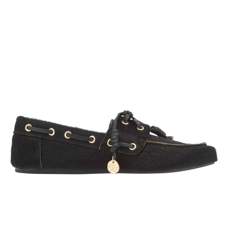 Pliaria Boat Shoe Black sold by Ancient Greek Sandals