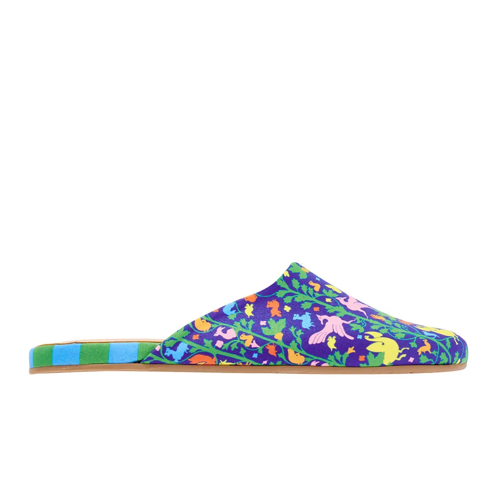 The Slipper Kiknos Blue sold by Ancient Greek Sandals