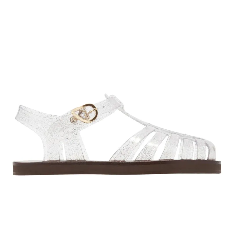 Homeria Jelly Clear/Silver Glitter sold by Ancient Greek Sandals