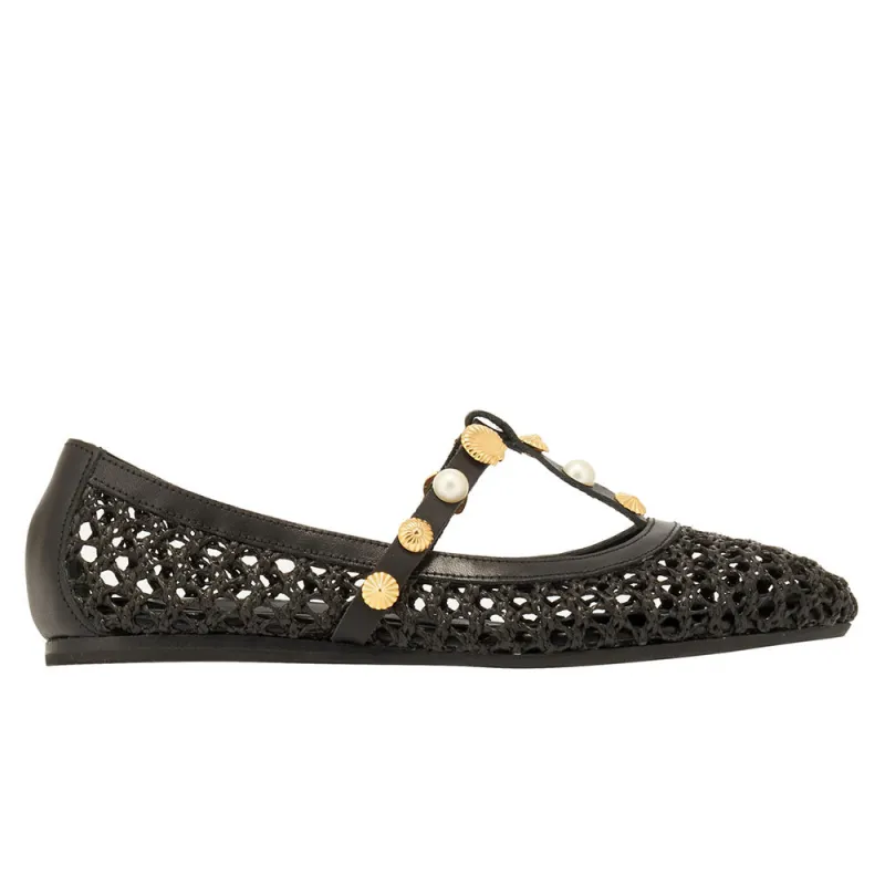 Aerati Ballet Flat Black sold by Ancient Greek Sandals