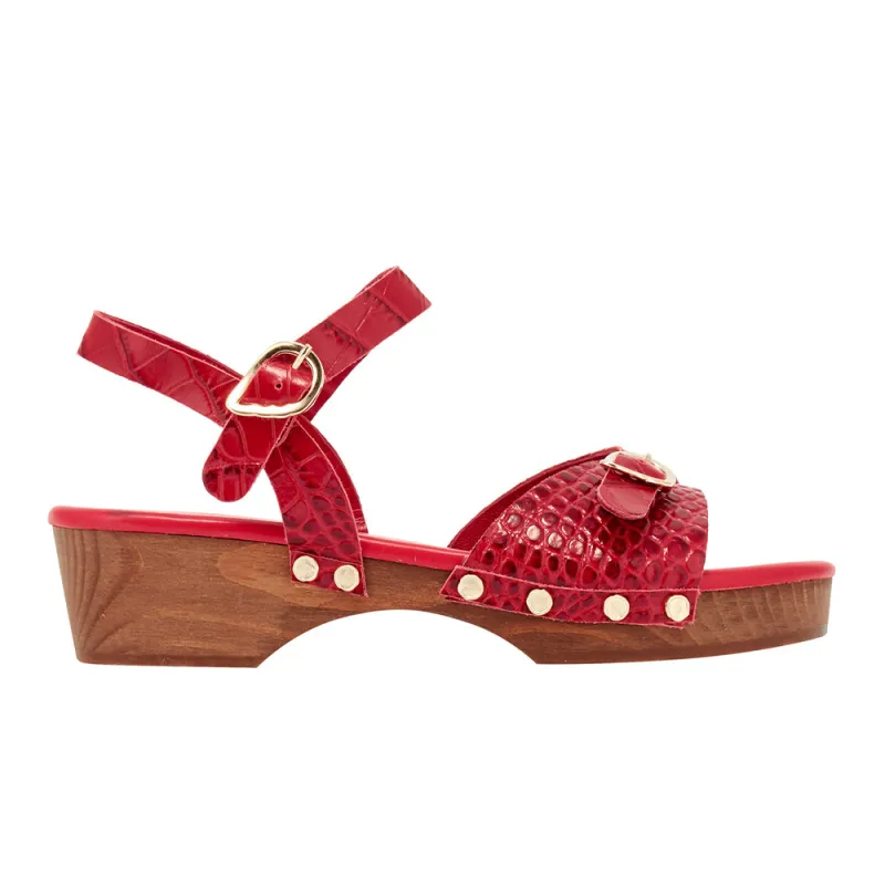 Irini Clog Red sold by Ancient Greek Sandals