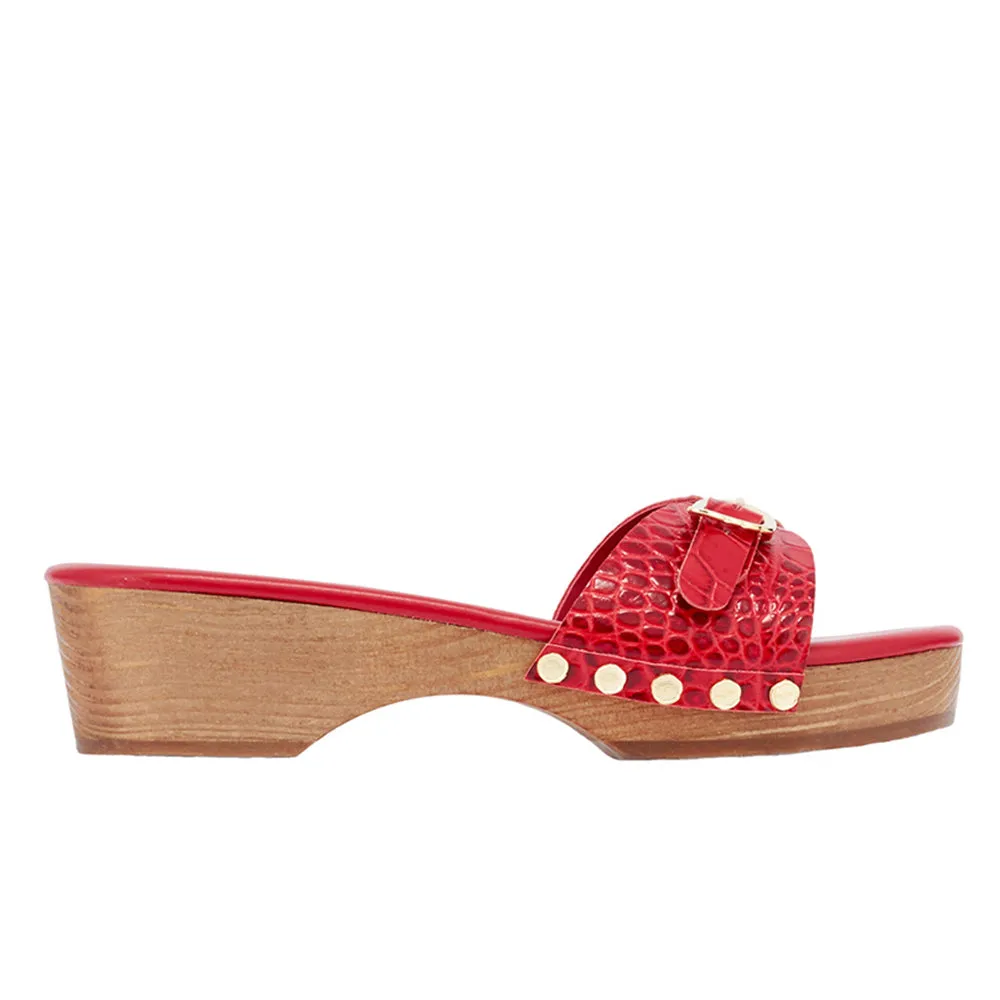 Omonia Clog Red sold by Ancient Greek Sandals