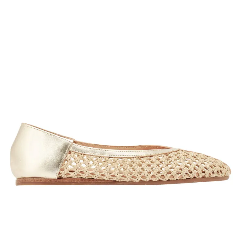 Aeropi Ballet Flat Nat/Platinum sold by Ancient Greek Sandals