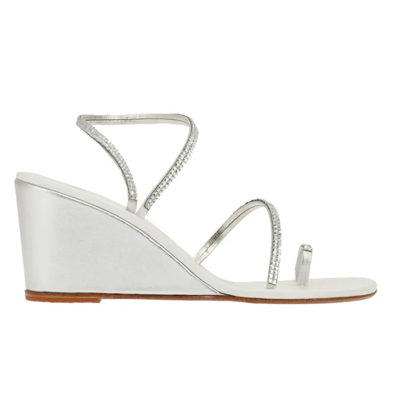Eleftheria Bridal Mid Wedge Square Silver sold by Ancient Greek Sandals