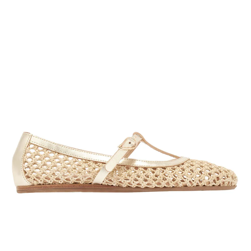 Aerati Ballet Flat Nat/Platinum sold by Ancient Greek Sandals