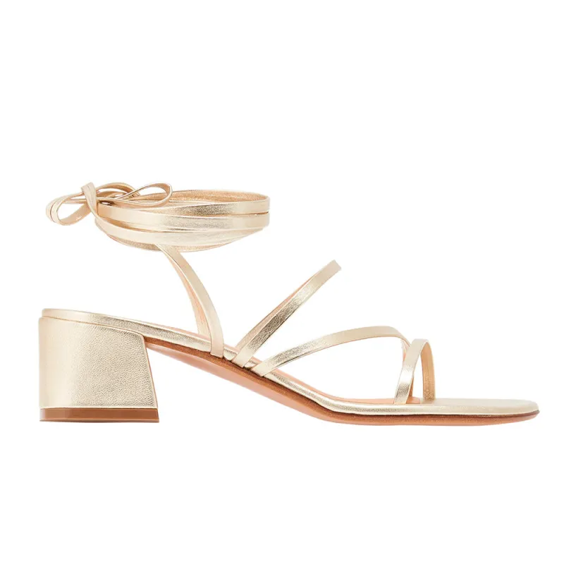 Lithi Block Heel Platinum made by Ancient Greek Sandals