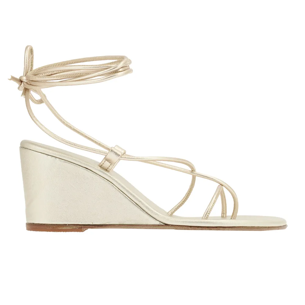 Holiday Mid Wedge Platinum sold by Ancient Greek Sandals