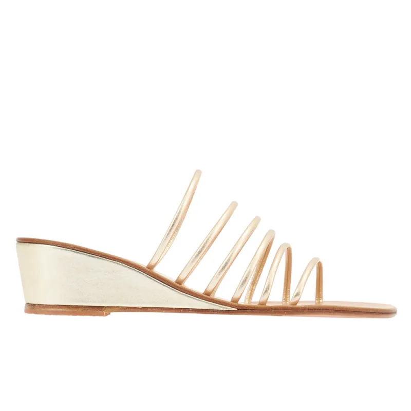 Vania Low Wedge Platinum sold by Ancient Greek Sandals