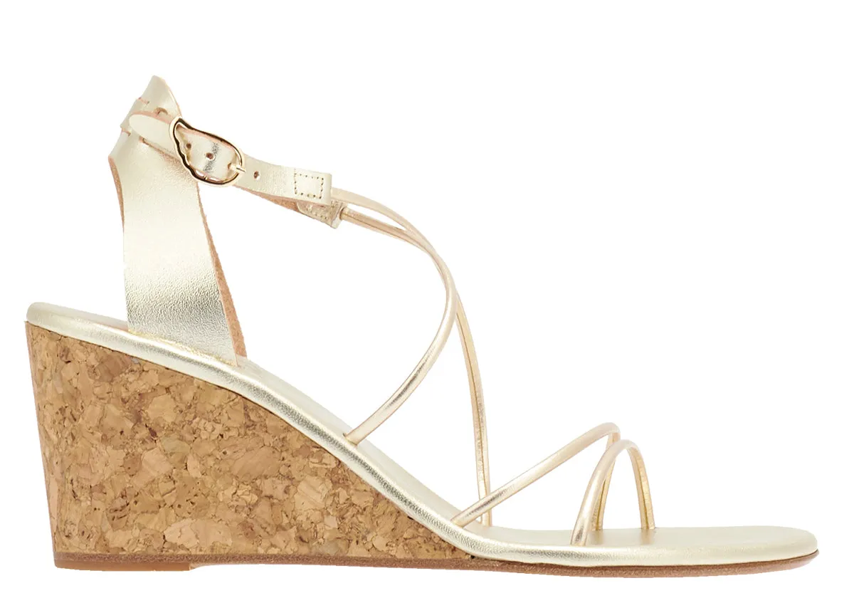 Meloivia Mid Wedge Platinum sold by Ancient Greek Sandals