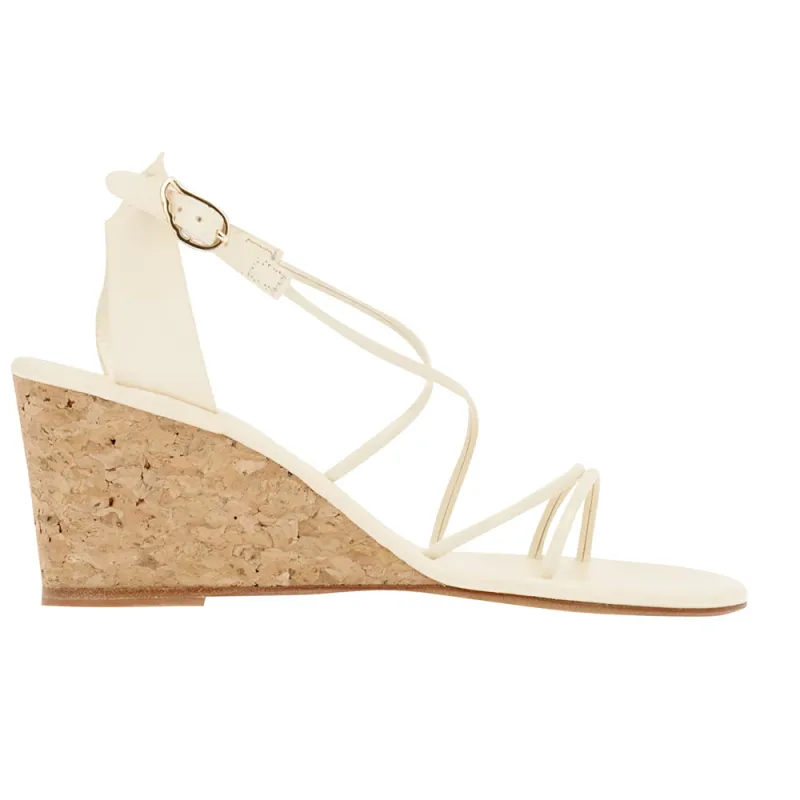 Meloivia Mid Wedge Off White sold by Ancient Greek Sandals