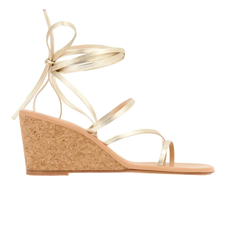 Lithi Mid Wedge Platinum sold by Ancient Greek Sandals