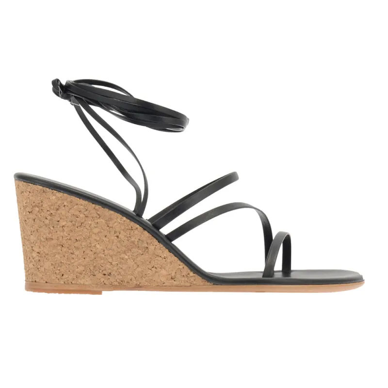 Lithi Mid Wedge Black sold by Ancient Greek Sandals