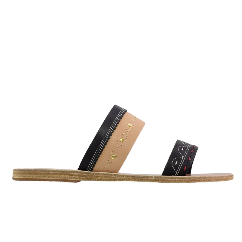 Tsarouchi Slide Natural/Black made by Ancient Greek Sandals