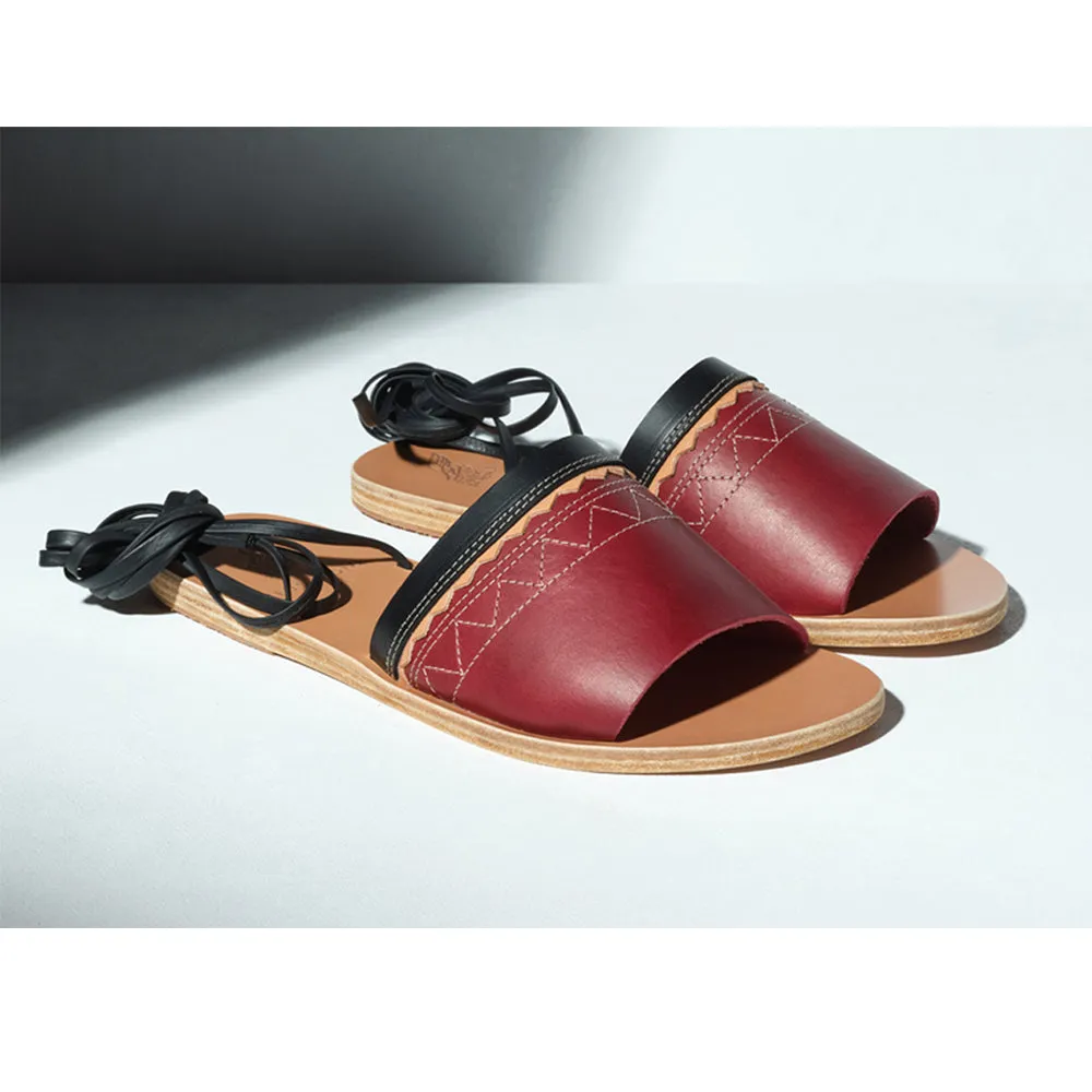 Tsarouchi Lace Up Nat/Black/Bordeaux sold by Ancient Greek Sandals product image thumbnail 2