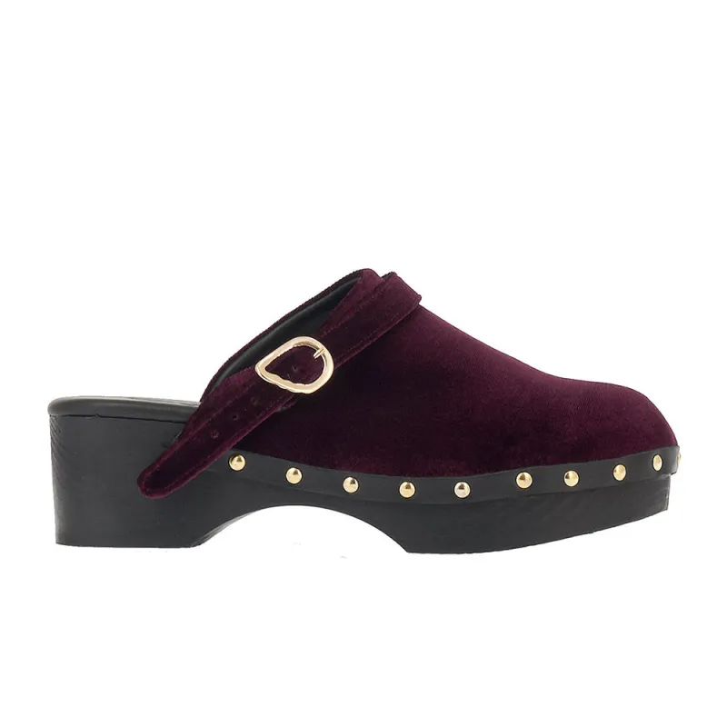Classic Closed Clog Burgundy sold by Ancient Greek Sandals
