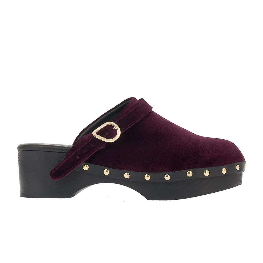Classic Closed Clog Burgundy sold by Ancient Greek Sandals