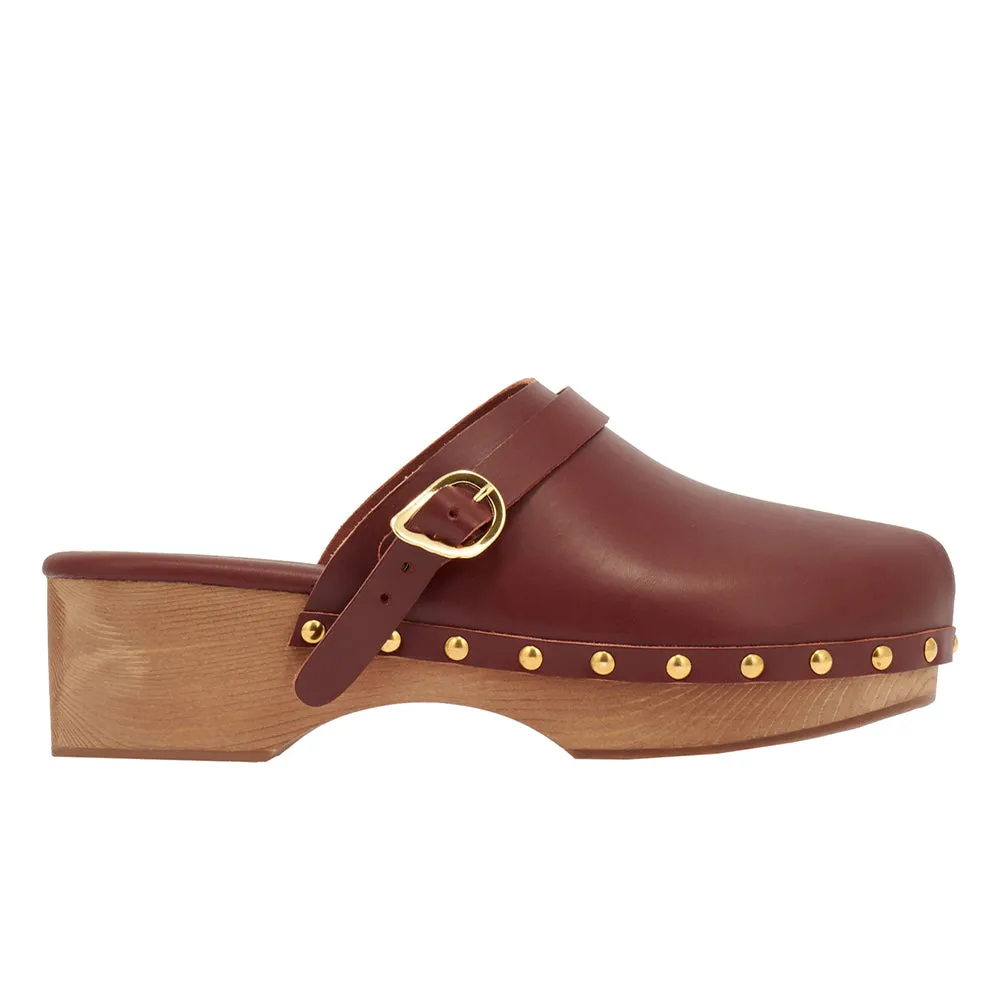 Classic Closed Clog Chestnut sold by Ancient Greek Sandals