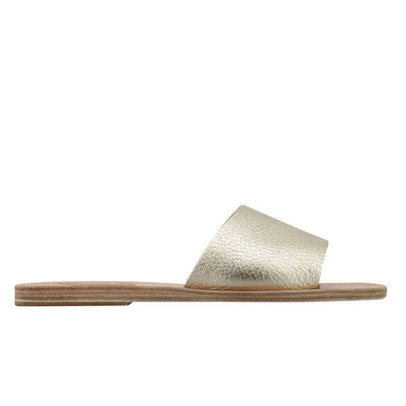 Taygete Metallic Platinum/Sand sold by Ancient Greek Sandals