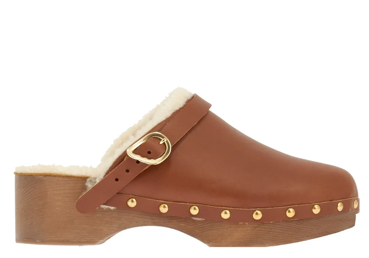 Classic Closed Clog Tan/Beige sold by Ancient Greek Sandals
