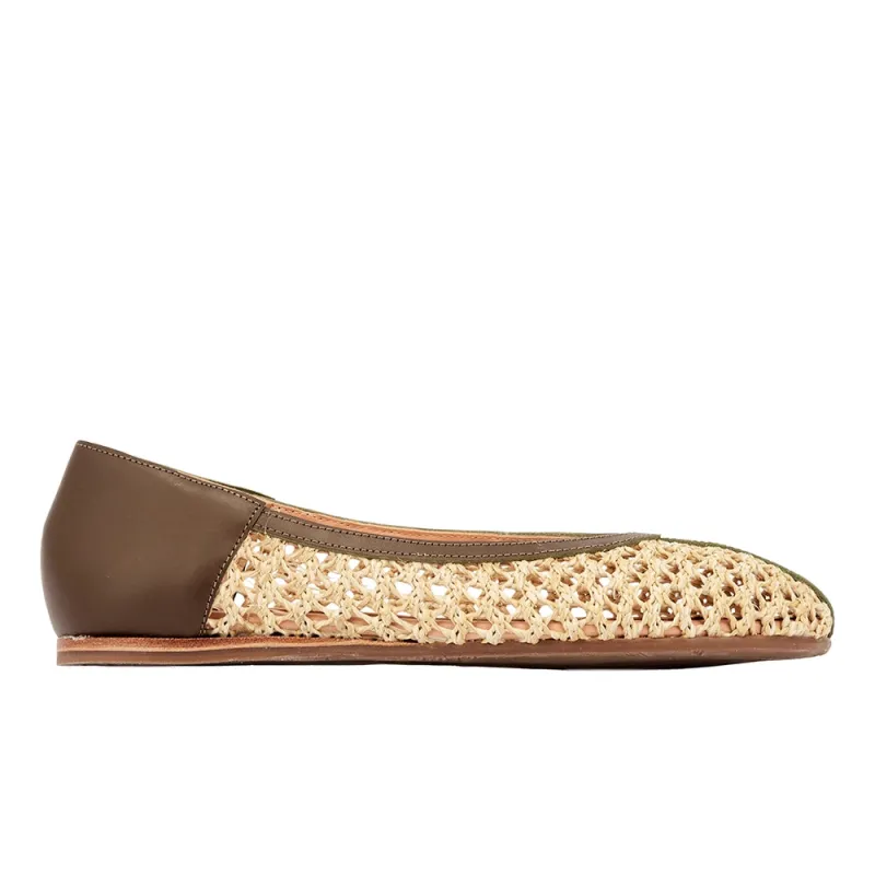Aeropi Ballet Flat Natural/Khaki made by Ancient Greek Sandals