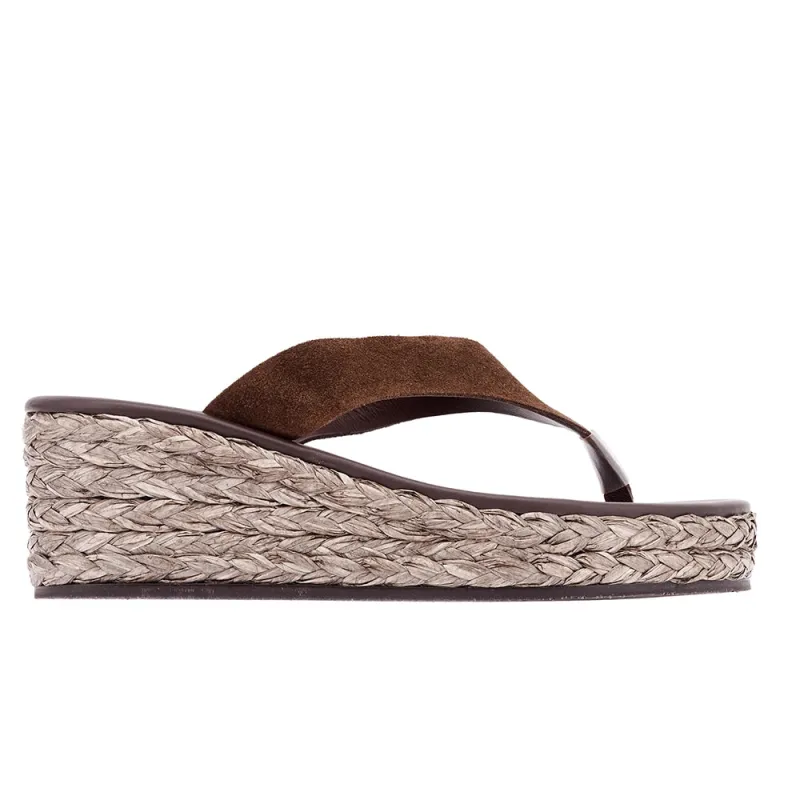 Charys Low Wedge Dark Brown/Brown made by Ancient Greek Sandals