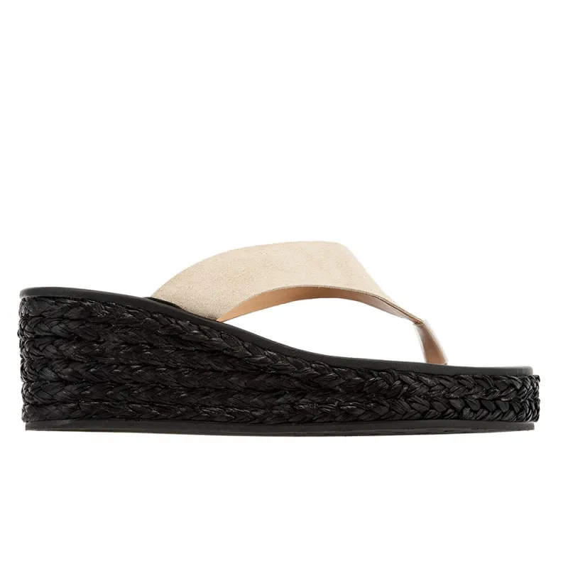 Charys Low Wedge Panna/Black made by Ancient Greek Sandals