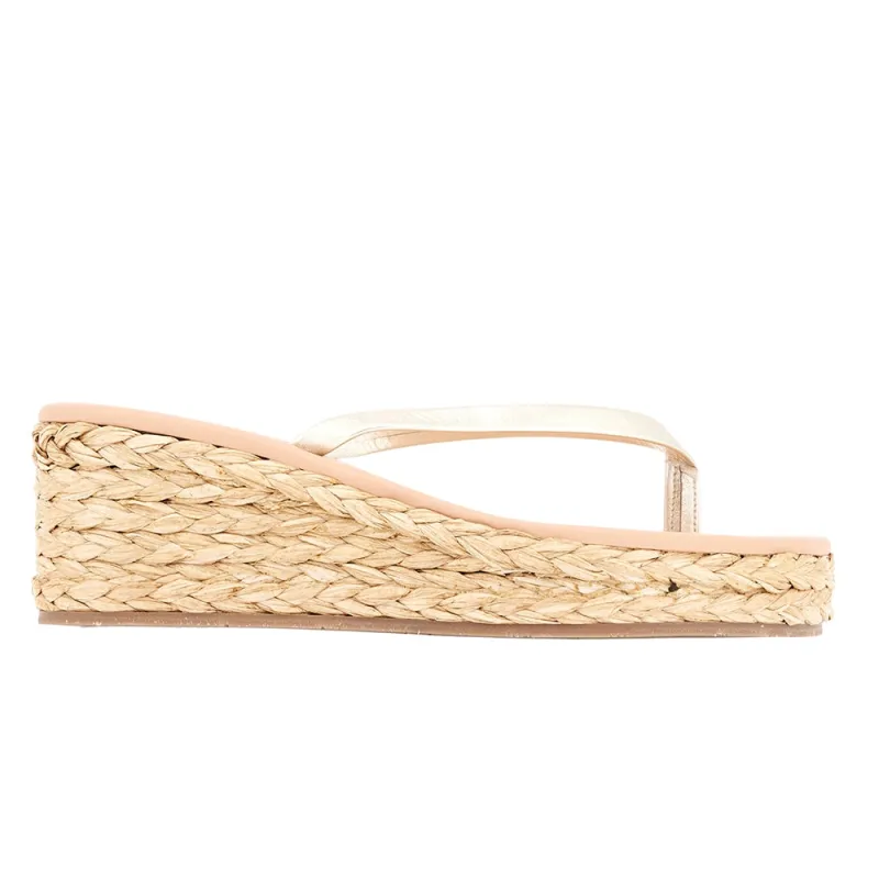 Saionara Low Wedge Platinum/Natural made by Ancient Greek Sandals
