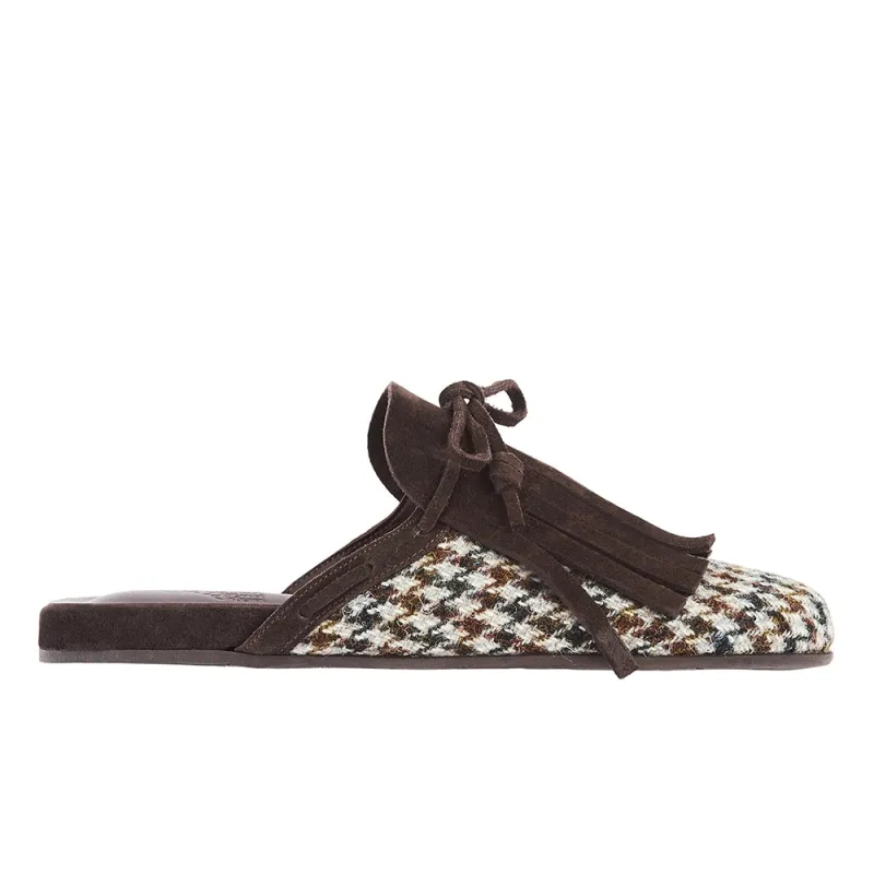 Thelma Fringe Tweed Brown made by Ancient Greek Sandals