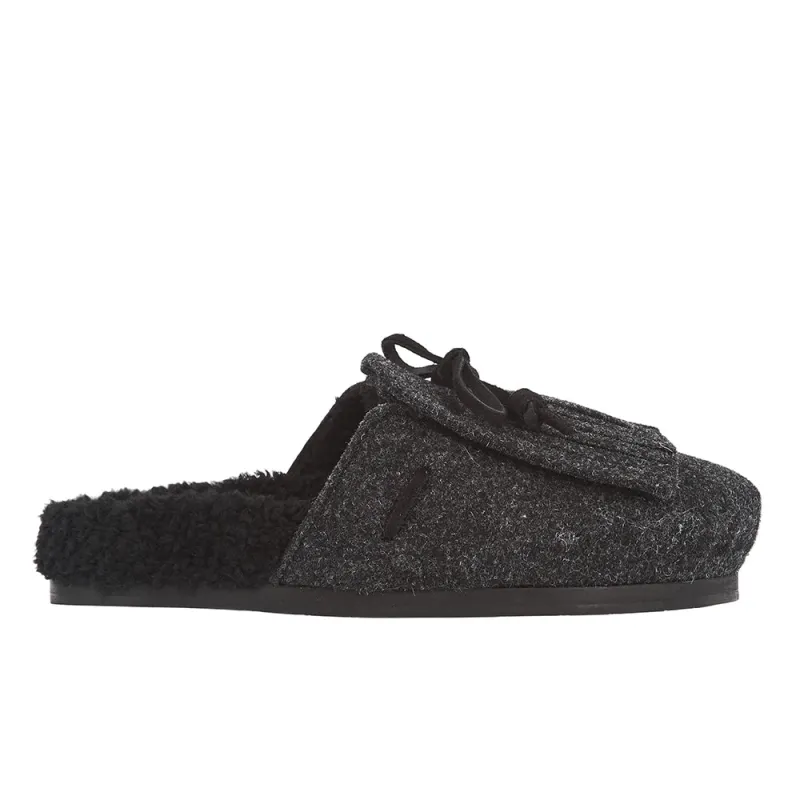 Vasilitsa Fringe Black made by Ancient Greek Sandals
