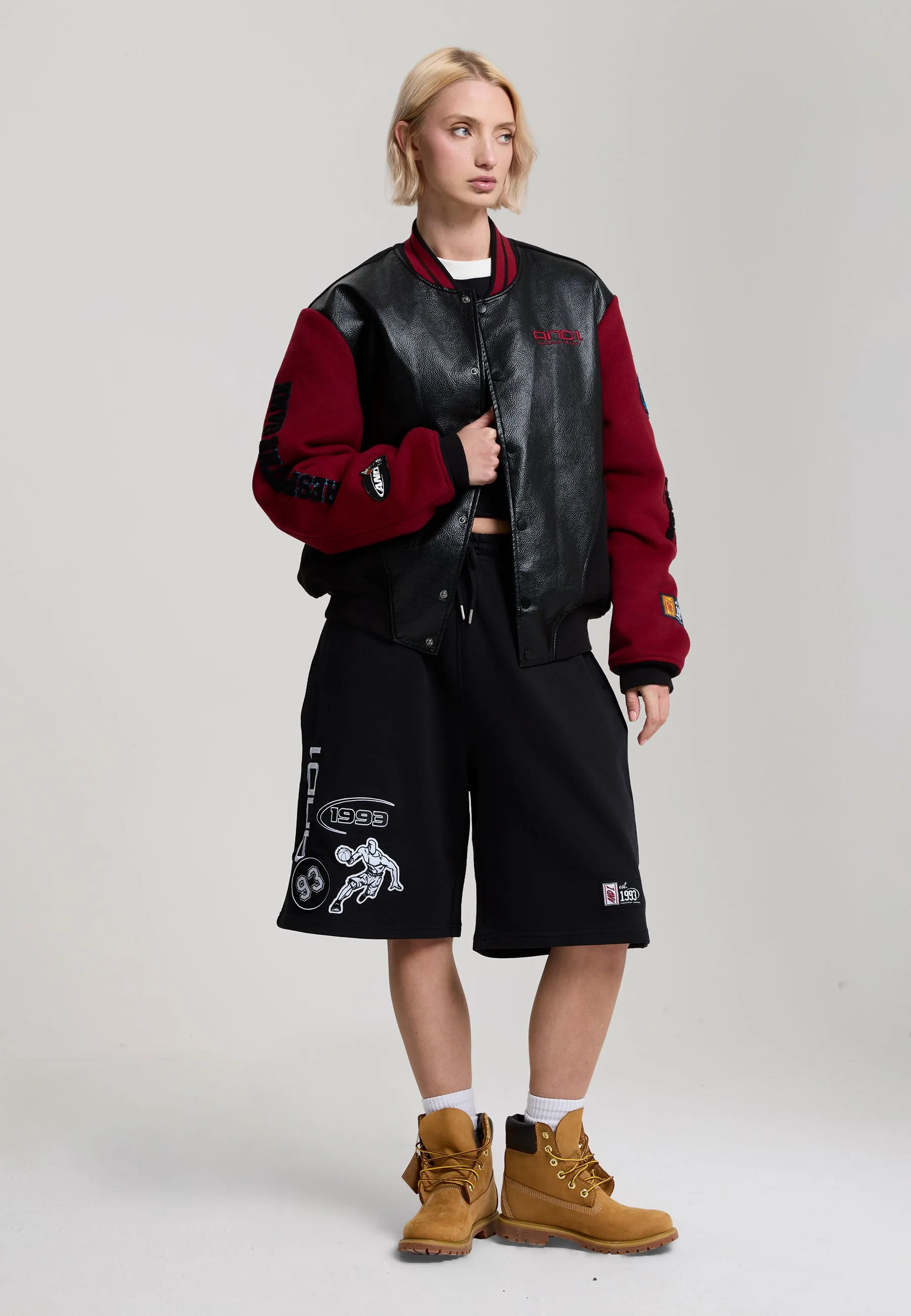 Womens Respect The Game Contrast Bomber Jacket - Black sold by And1 product image thumbnail 3
