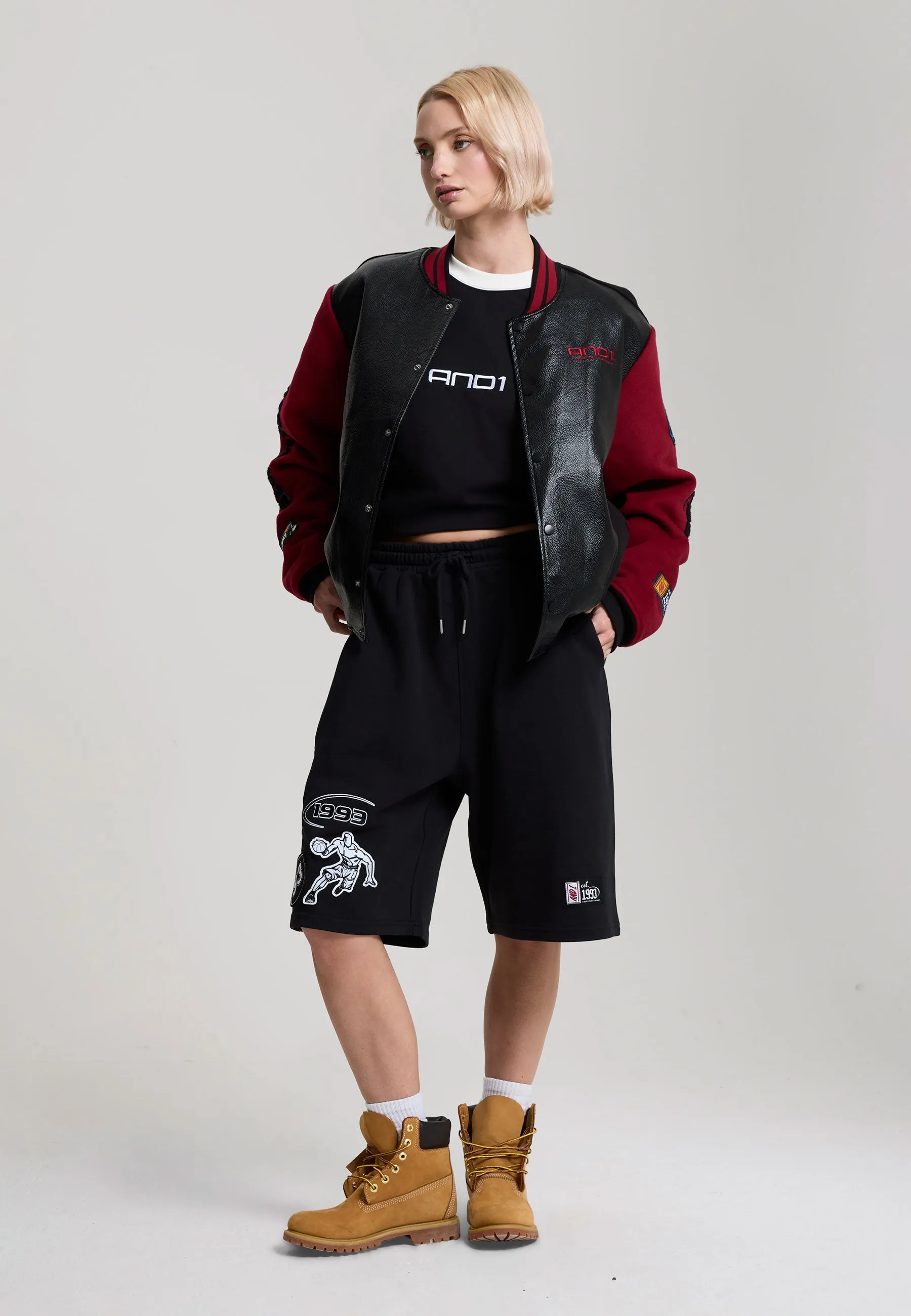 Womens Respect The Game Contrast Bomber Jacket - Black sold by And1 product image thumbnail 4