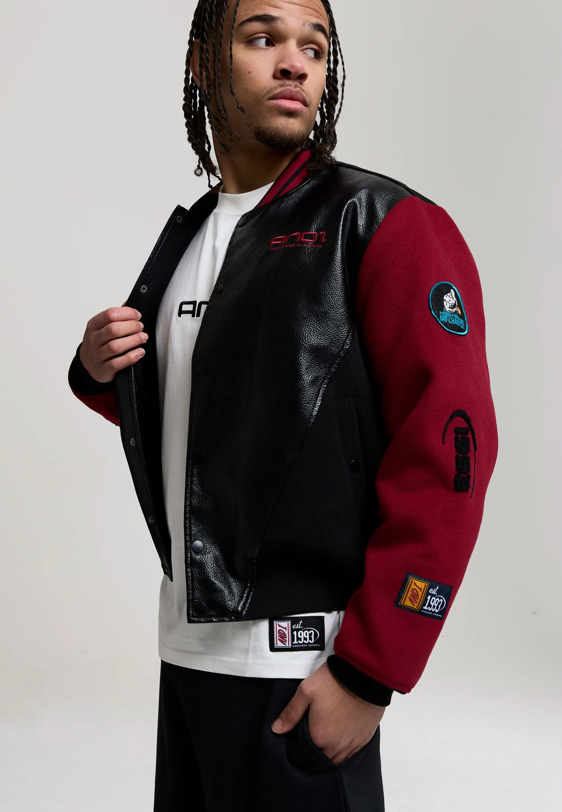 Mens Respect The Game Contrast Bomber Jacket - Black sold by And1 product image thumbnail 4